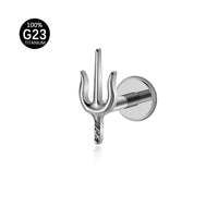 Piercing Labial Tridente Kit Completo Titânio Natural e Dourado