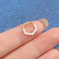 Piercing Argola Titânio Detalhe V Zircônia Frontal