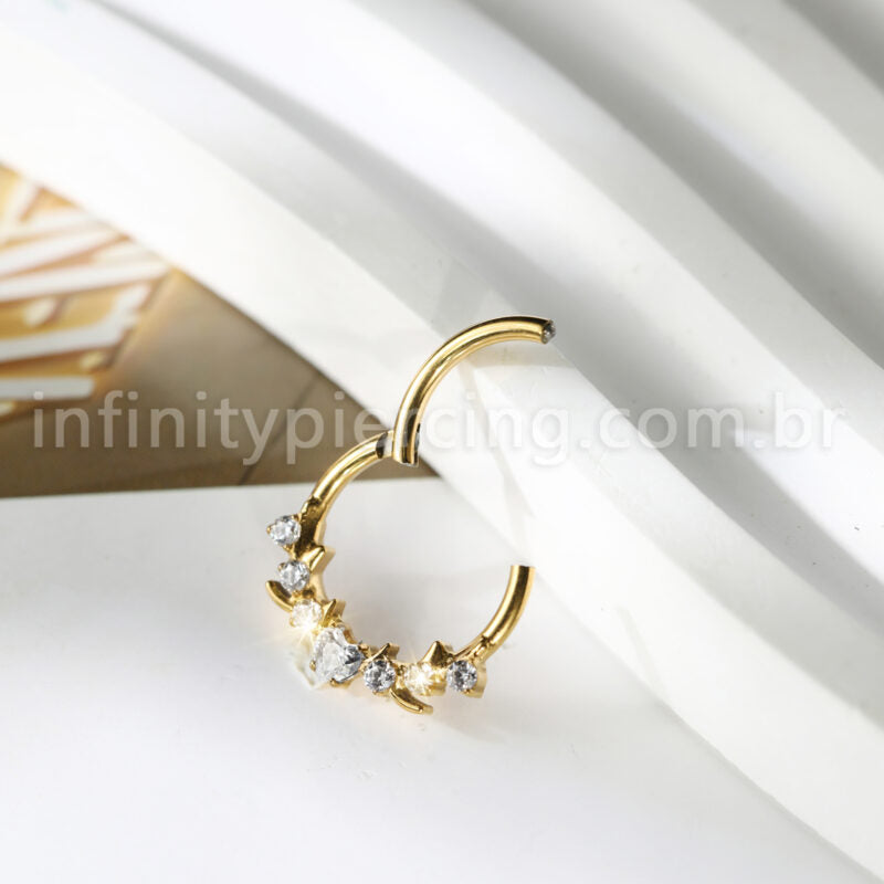 Piercing Argola Titânio Zircônia Cravejada
