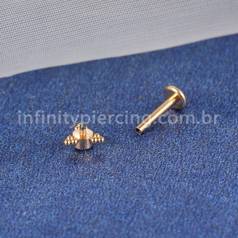 Piercing Labret Aço Cirúrgico Indiano Zircônia