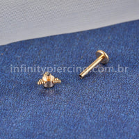 Piercing Labret Aço Cirúrgico Indiano Zircônia