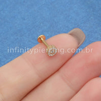 Piercing Labret Aço Cirúrgico Flor Zircônia
