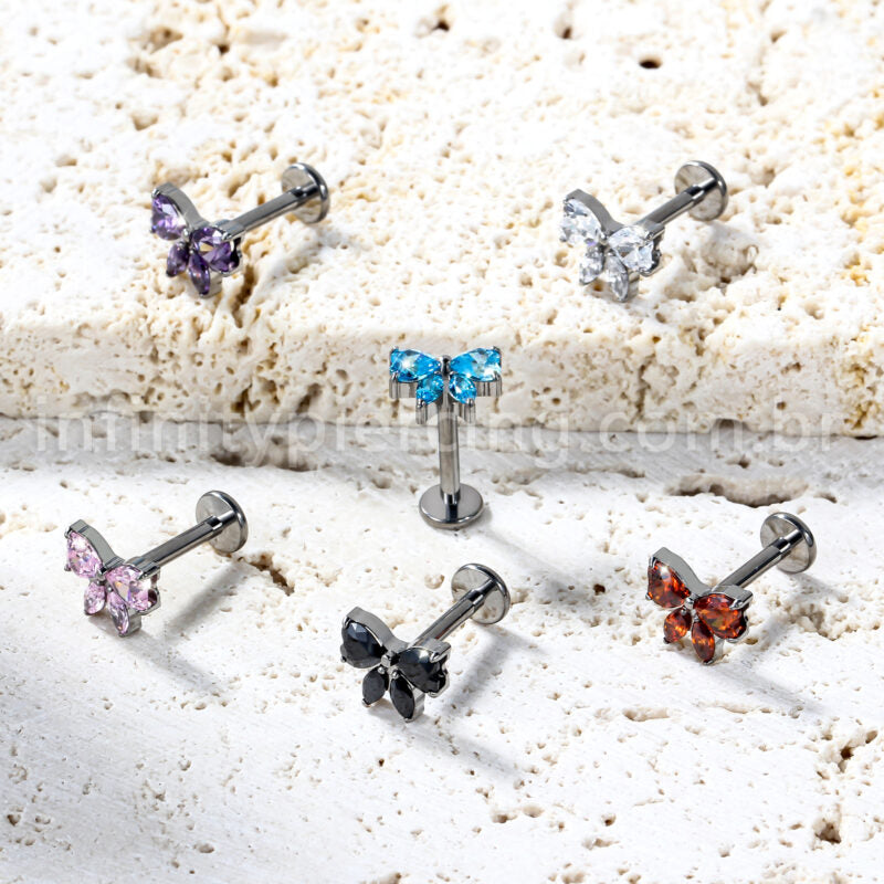 Piercing Labret Titânio Laço Zircônia Cravejada