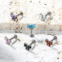 Piercing Labret Titânio Laço Zircônia Cravejada