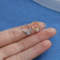 Piercing Argola Aço Cirúrgico Segmento Articulado 3 Pedras Zircônia