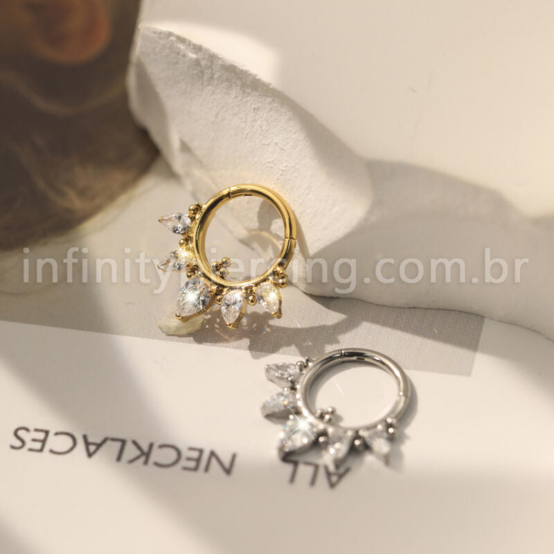 Piercing Argola  Aço Cirúrgico Segmento Articulado Zircônia Oval