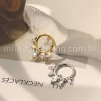 Piercing Argola  Aço Cirúrgico Segmento Articulado Zircônia Oval