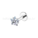 Piercing Labret Aço Cirúrgico Zircônia Estrela