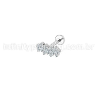 Piercing Labret Aço Cirúrgico Zircônia Cravejada Flor