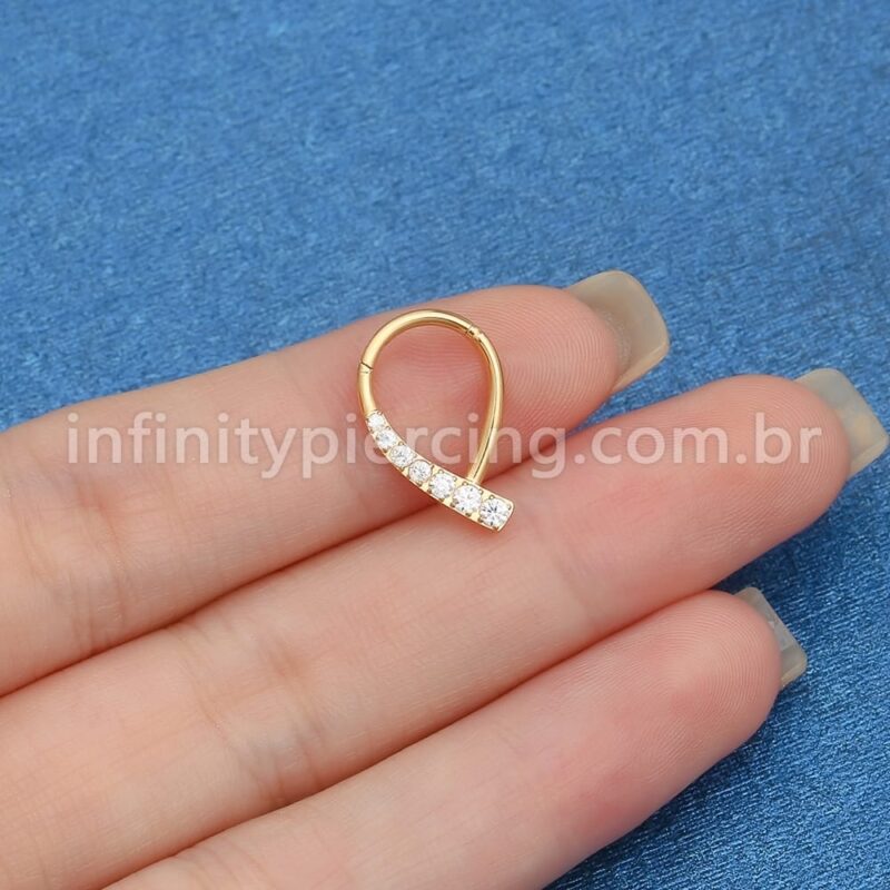 Piercing Argola Aço Cirúrgico Gota Com Zircônia