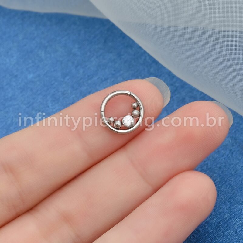 Piercing Argola Titânio Segmento Articulado Zircônia