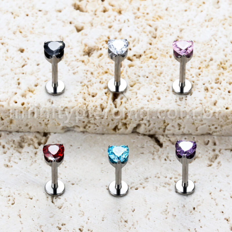 Piercing Labret Titânio Pedra Zircônia