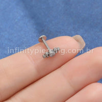 Piercing Labret Aço Cirúrgico 7 Zircônias