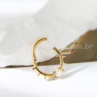 Piercing Argola Titânio Spike Com Pedra Zircônia