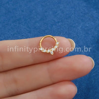 Piercing Argola Titânio Segemento Articulado Detalhes Zircônia