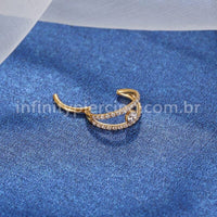 Piercing Argola Segmentada Aço Cirurgico 2 Fileiras Zircônia