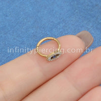 Piercing Argola Aço Cirúrgico Segmento Articulado Olho Zircônia Cravejada