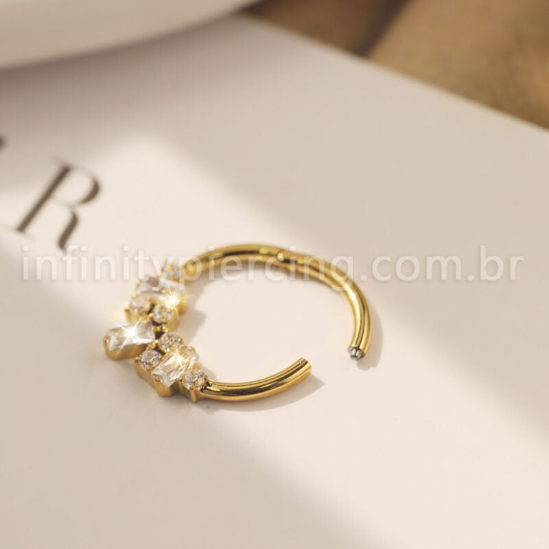 Piercing Argola Titânio Segmento Articulado Zircônias
