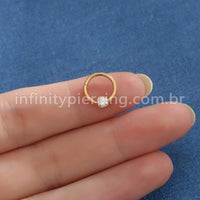 Piercing Argola Titânio Segmento Articulado Uma Zircônia Redonda