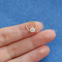 Piercing Argola Aço Cirúrgico Segmento Articulado Flor Zircônia Cravejada