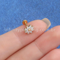 Piercing Labret Aço Cirúrgico Flor Zircônia