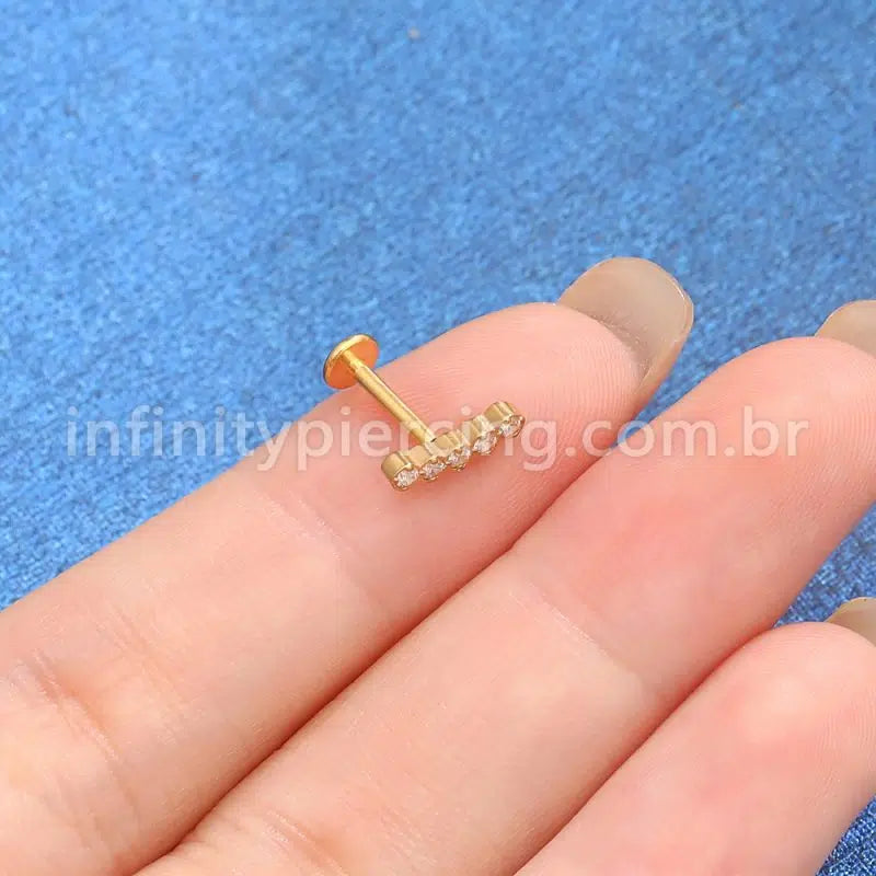 Piercing Labret Aço Cirúgico 5 Mini Zircônia Reta