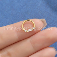 Piercing Argola Titânio Detalhes Zircônia Cravejada