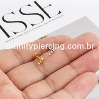 Piercing Labret Aço Cirúrgico Golfinho Zircônia
