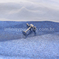 Piercing Labret Aço Cirúrgico Zircônias
