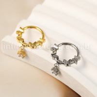 Piercing Argola Titânio Segmento Articulado Borboletas Com Pingente Estrela