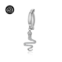 Piercing Umbigo Luxuoso em Titânio G23 Dourado com Pingente de Cobra e Zircônias