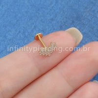 Piercing Labret Aço Cirúrgico Coração Lego Zircônia Cravejada