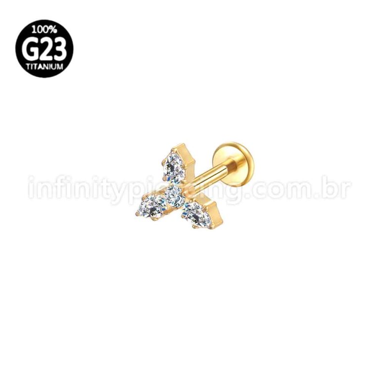 Piercing Labret Titânio 4 Zircônia Cravejada
