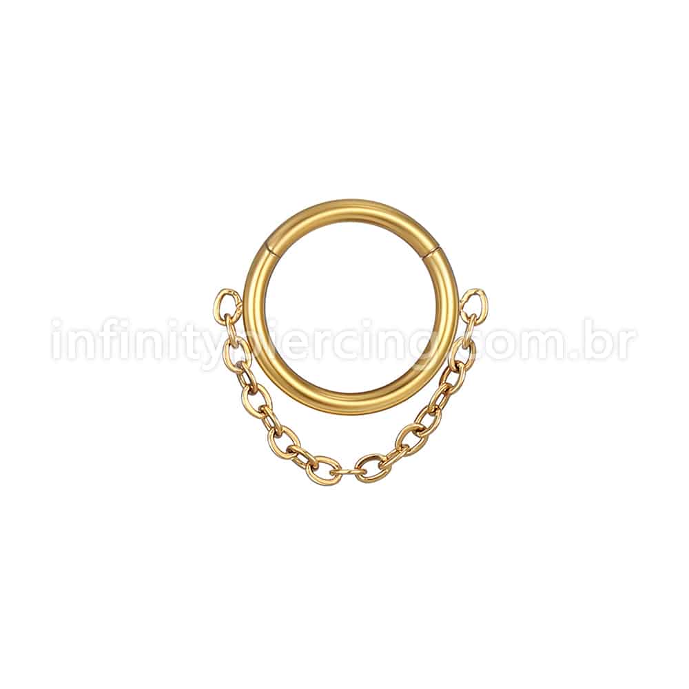Piercing Argola Aço Cirúrgico Segmento Articulado Com Correntinha