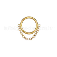 Piercing Argola Aço Cirúrgico Segmento Articulado Com Correntinha