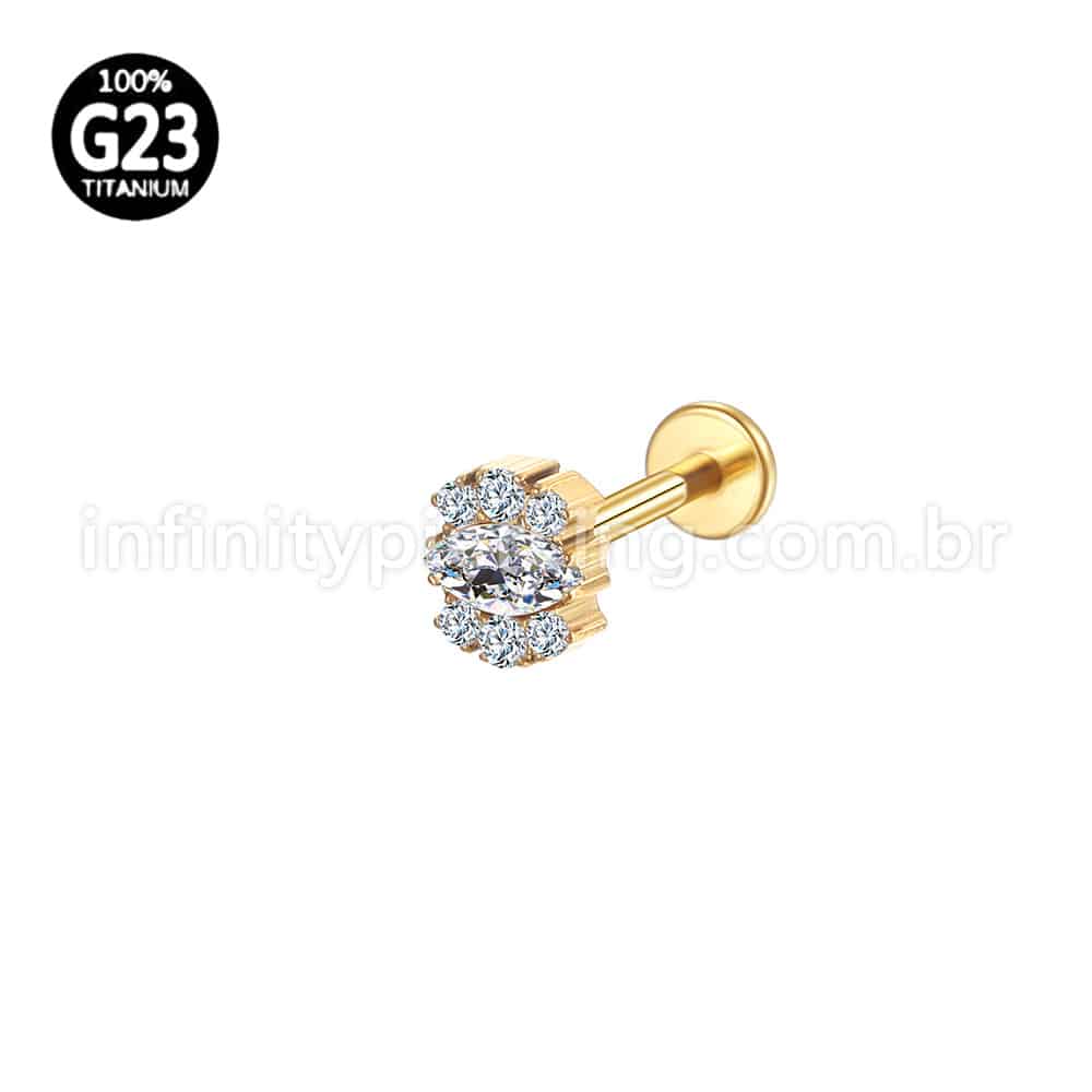 Piercing Labret Titânio 7 Zircônias
