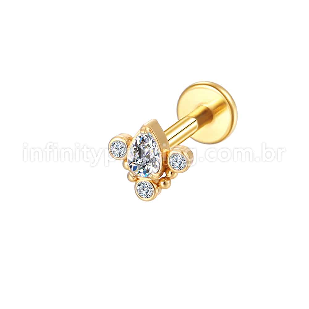 Piercing Labret Aço Cirúrgico Indiano  Zircônia Cravada