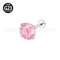 Piercing Labret Titânio Ponto De Luz Zircônia Colorida