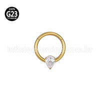 Piercing Argola Titânio Segmento Articulado Zircônia Gota