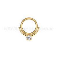 Piercing Argola Aço Cirúrgico Segmento Articulado Bolinhas Zircônia Quadrada Cravejada