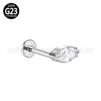 Piercing Labret Titânio Zircônia Cravejada