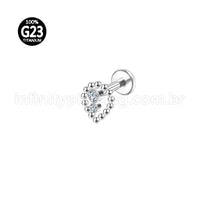 Piercing Labret Titânio Indiano Gota 2 Zircônias
