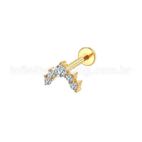 Piercing Labret Aço Cirúrgico Curvo Zircônias