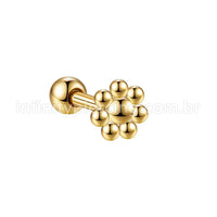 Piercing MiniBarbell Flor Aço Cirúrgico