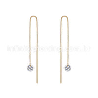 Piercing Palitinho Corrente Aço Cirúrgico Zircônia Redonda