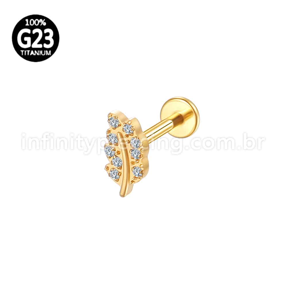Piercing Labret Titânio Mini Folha Zircônia