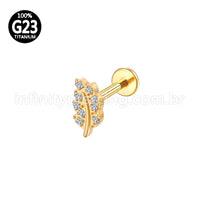 Piercing Labret Titânio Mini Folha Zircônia