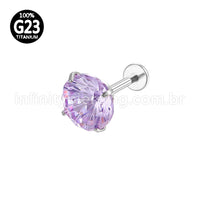 Piercing Labret Titânio Ponto De Luz Zircônia Colorida