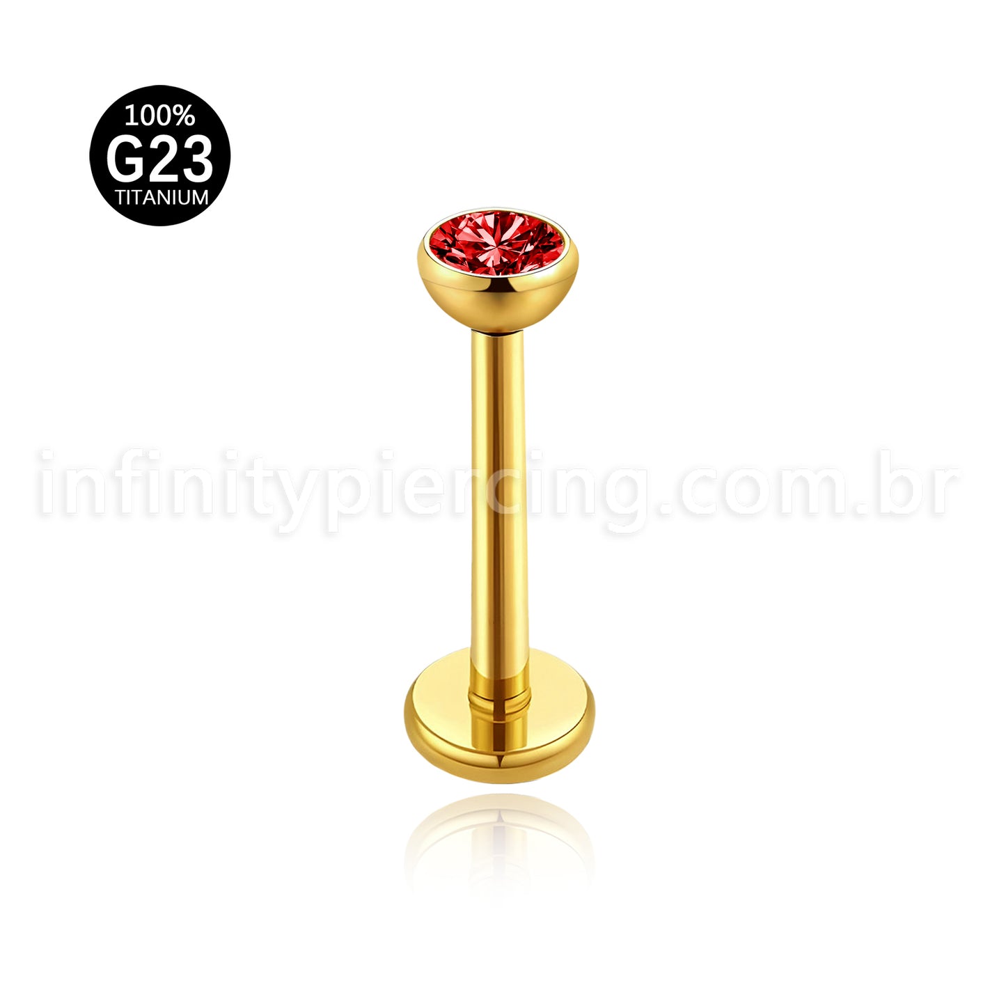 Piercing Labret Titânio Push Pin Zircônia Ponto De Luz Colorida
