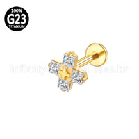 Piercing Labret Titânio X 4 Zircônias